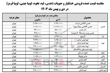 قیمت حبوبات افزایش یافت - اسمارت تیم